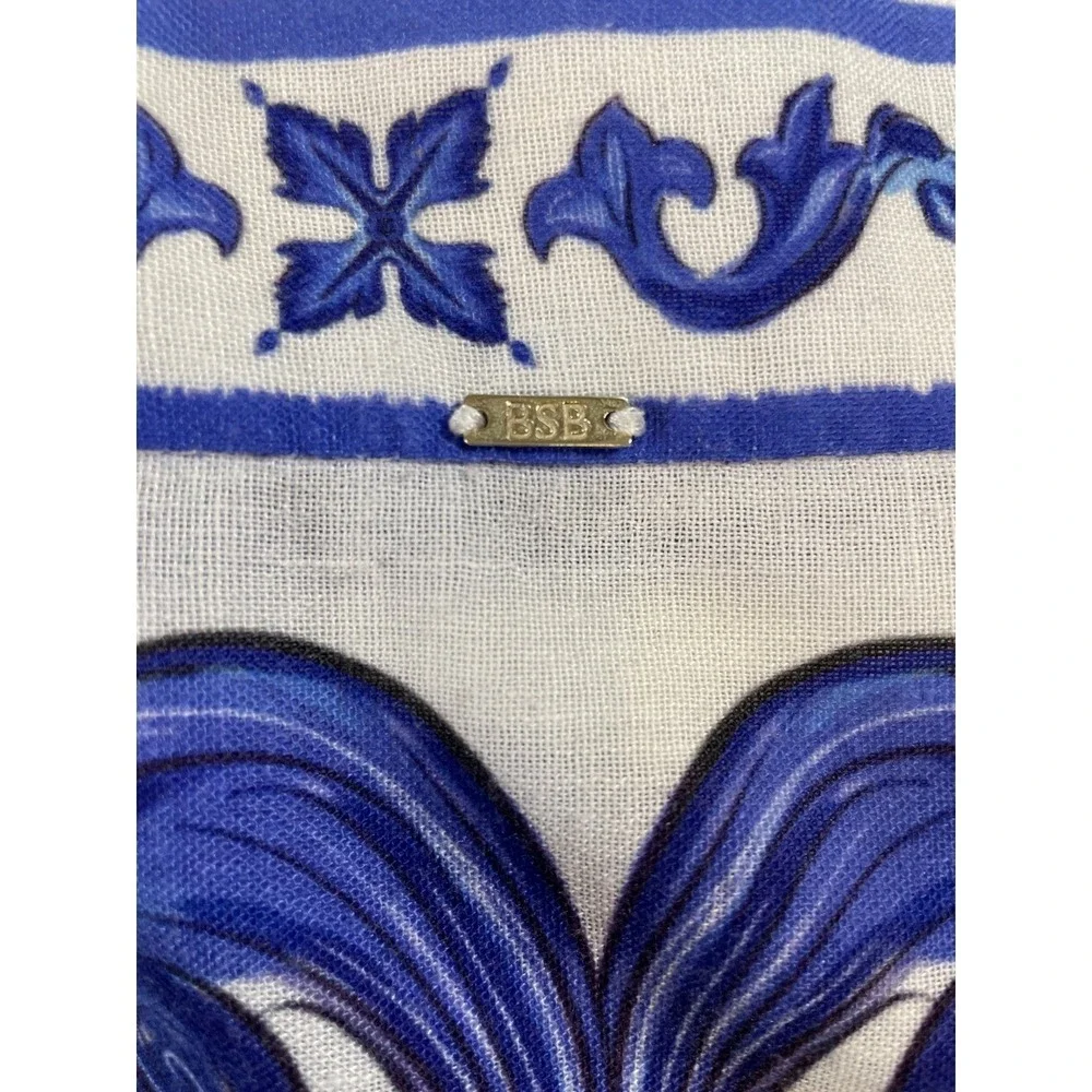 BSB Collection Blue White Majolica Print Tiered Ruffle Maxi Skirt Womens 42 US 6